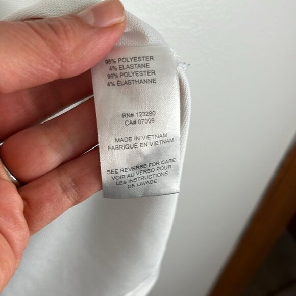 Travis Mathew White Polo Golf Shirt with Blue Front Stripe - Picture 6 of 9